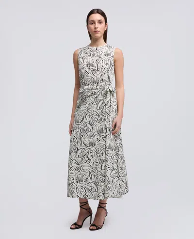 Aspesi Floral-print Midi Dress In Gray
