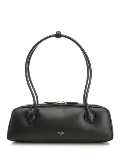 Alaïa Alaia Women Charcoal Suede Medium Le Teckel Shoulder Bag In Black