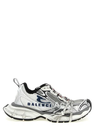 Balenciaga 3xl Split Logo Nylon And Mesh Sneakers In Gray