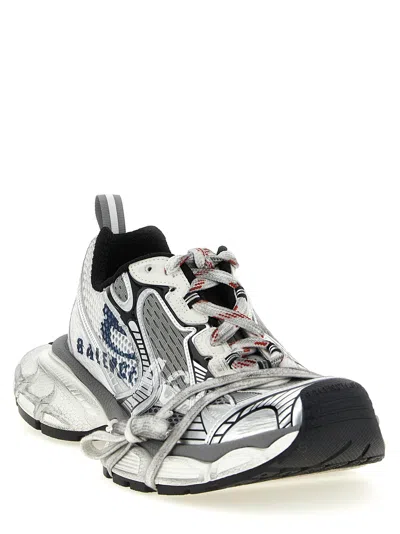 Balenciaga 3xl Split Logo Nylon And Mesh Sneakers In Gray