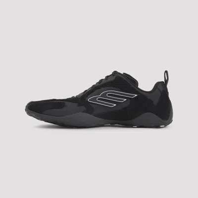Balenciaga Black Canvas And Corduroy Monday Ultra Sneakers In Black