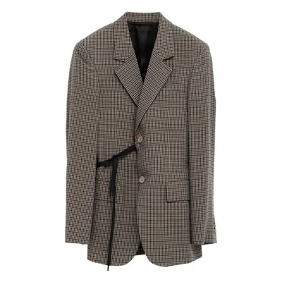 Balenciaga Tailored Wrap Jacket With Checkered Design For Women In Green