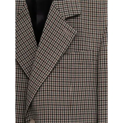Balenciaga Tailored Wrap Jacket With Checkered Design For Women In Green