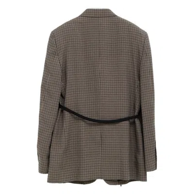 Balenciaga Tailored Wrap Jacket With Checkered Design For Women In Green