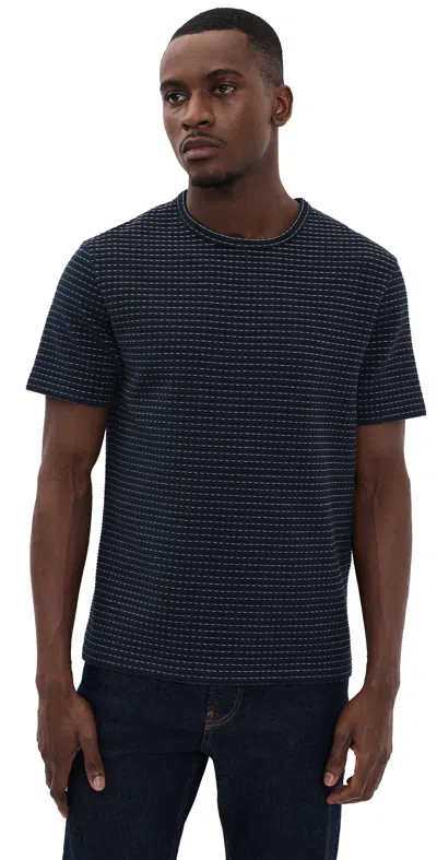 Frame Jacquard Stripe Tee In Blue