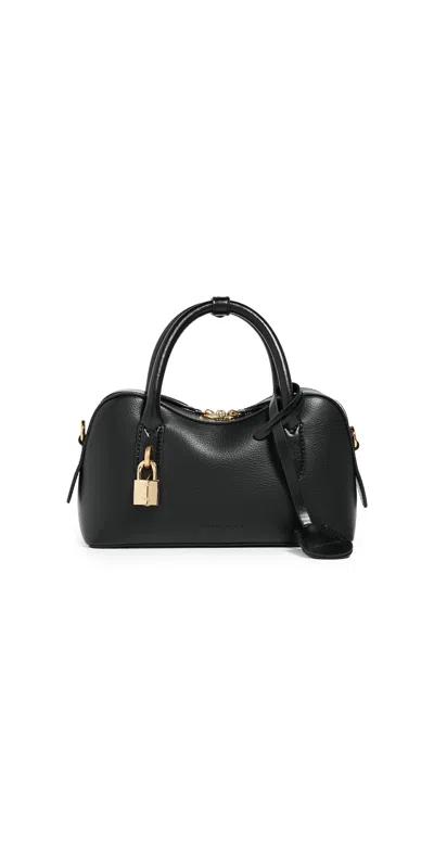 Stella Mccartney Ryder Black Small Handbag With Two Top Handles And Front Padlock Detail With Logo In Ecoleather Woma