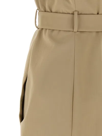 Balmain Wrap Cotton Gabardine Dress Belt Detail In Neutral