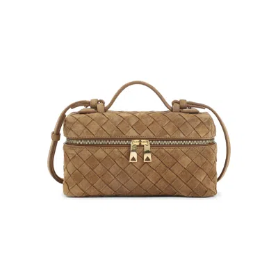 Bottega Veneta Women Bang Bang Leather Vanity-case With Intrecciato Motif In Brown