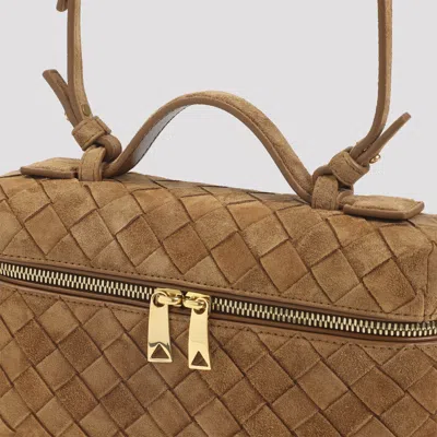 Bottega Veneta Women Bang Bang Leather Vanity-case With Intrecciato Motif In Brown