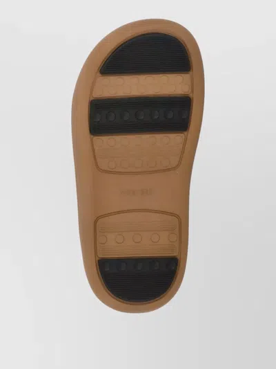 Moon Boot Shearling Sandals Flat Sole Open Toe In White