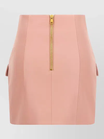 Balmain Short Lambskin Skirt With Buttons In Animal Print