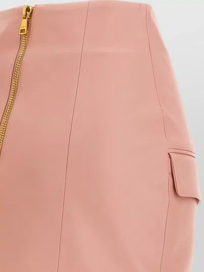 Balmain Short Lambskin Skirt With Buttons In Animal Print