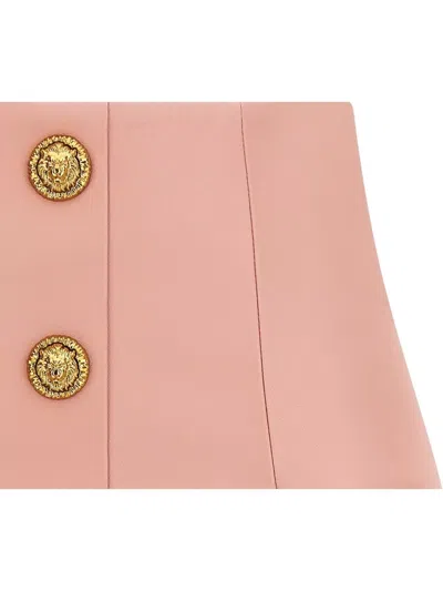 Balmain Short Lambskin Skirt With Buttons In Animal Print