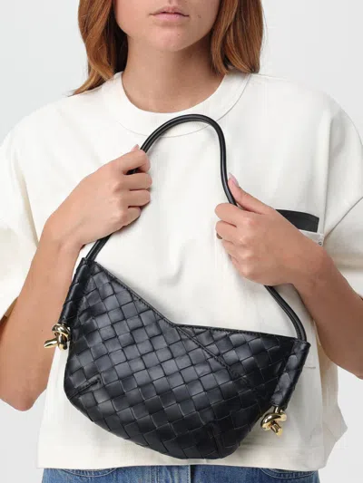 Bottega Veneta Women Black Nappa Leather Mini Solstice Shoulder Bag In Black