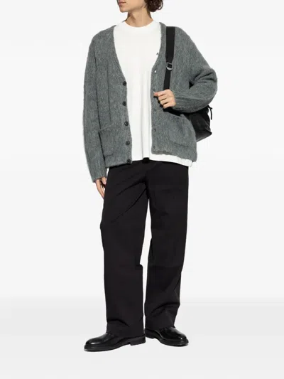 Allsaints Mens Nordic Green Tobie V-neck Wool-blend Cardigan In Gray