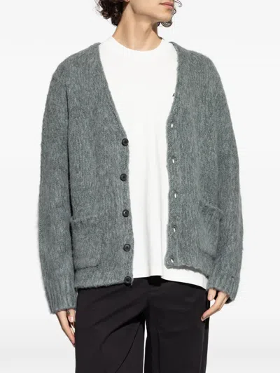 Allsaints Mens Nordic Green Tobie V-neck Wool-blend Cardigan In Gray