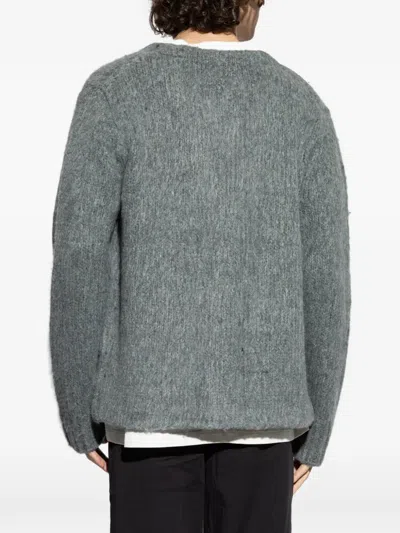 Allsaints Mens Nordic Green Tobie V-neck Wool-blend Cardigan In Gray