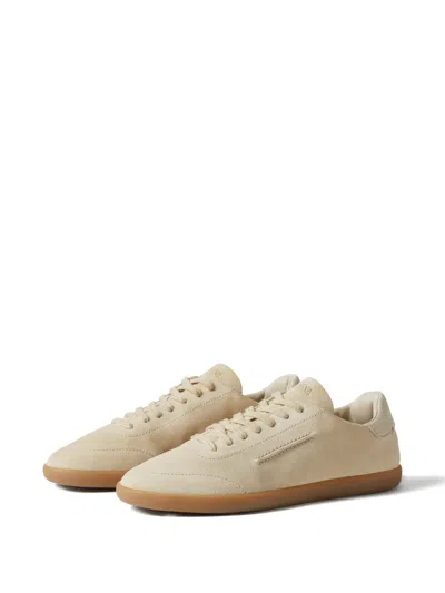 Zegna 232 Low Top Suede Sneakers Rubber Sole In Neutral