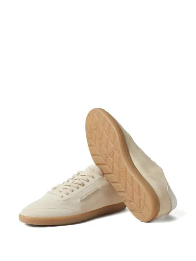 Zegna 232 Low Top Suede Sneakers Rubber Sole In Neutral