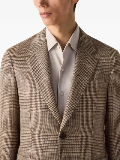 Zegna Checked-pattern Blazer In Brown