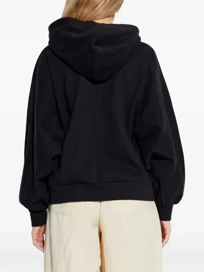 Allsaints Womens Black Artia Logo-embroidered Cotton Hoody In Black