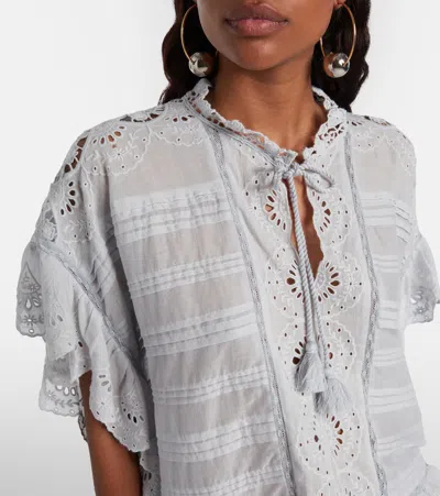 Isabel Marant Étoile Payton Lace-trimmed Embroidered Cotton Blouse In Pink