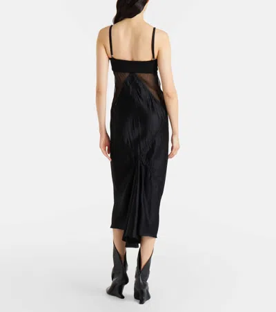 Rick Owens Panelled Satin Midi Slip Dress In Black