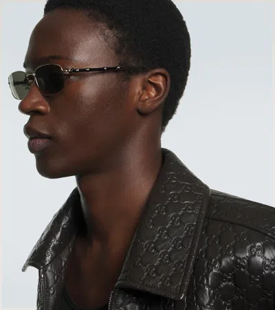 Gucci Bamboo Rectangular Sunglasses In Gold