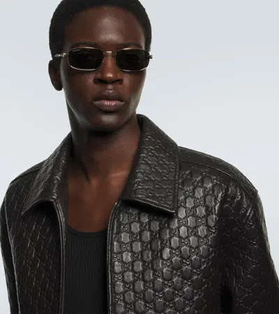 Gucci Bamboo Rectangular Sunglasses In Gold