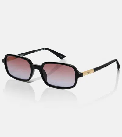 Chloé Judy Rectangular Sunglasses In Black