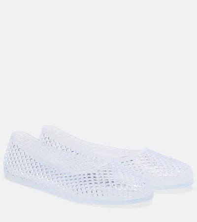 Ancient Greek Sandals Mesh Ballerina Flats Transparent Rubber Design In Blue