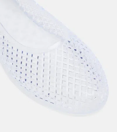 Ancient Greek Sandals Mesh Ballerina Flats Transparent Rubber Design In Blue