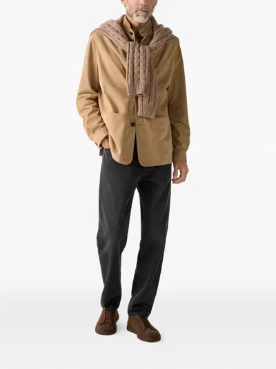 Zegna Button-up Jacket In Brown