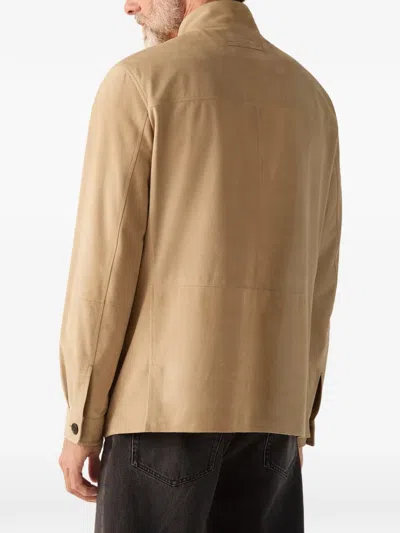 Zegna Button-up Jacket In Brown