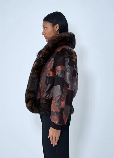 Chloé Shearling-trimmed Leather Bomber Jacket In Brown