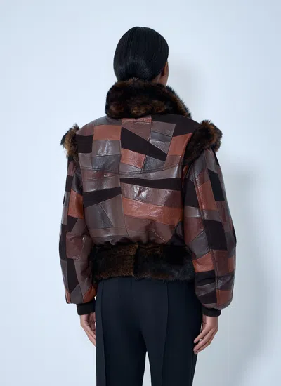 Chloé Shearling-trimmed Leather Bomber Jacket In Brown