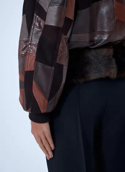 Chloé Shearling-trimmed Leather Bomber Jacket In Brown