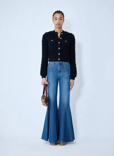 Chloé Button-front Cropped Cardigan In Black