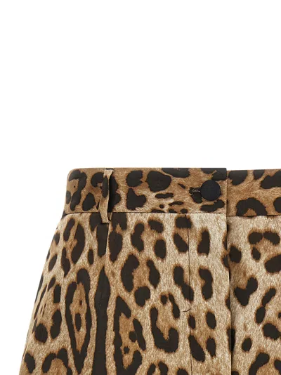 Dolce & Gabbana High Waist Leopard Stretch Drill Shorts In Animal Print