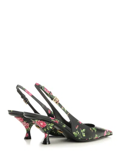 Dolce & Gabbana Women Lollo Slingback In Printed Leather In Black