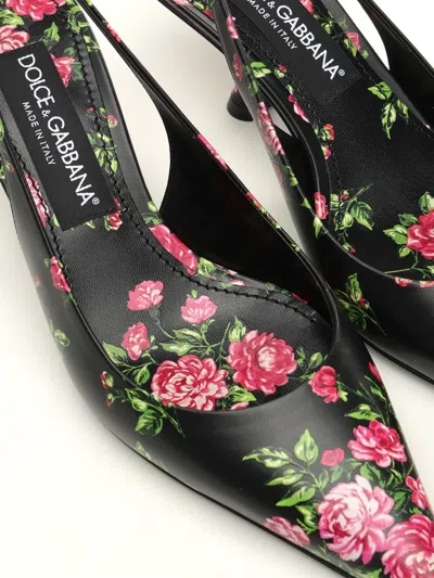Dolce & Gabbana Women Lollo Slingback In Printed Leather In Black