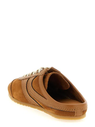 Dries Van Noten Suede Mules Rubber Sole Stitch Detailing In Brown