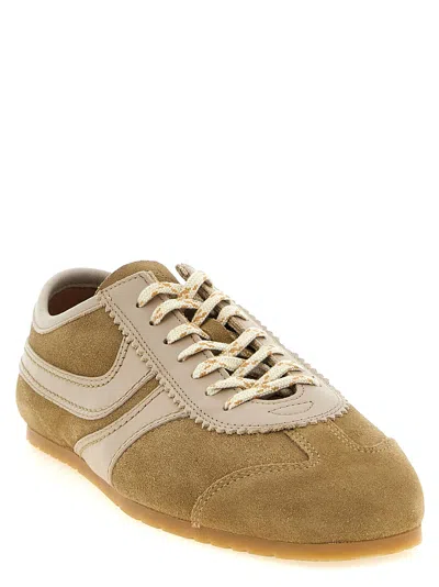 Dries Van Noten Women Beige Low-top Sneakers With Two-tone Lace-up In Suede Woman In White