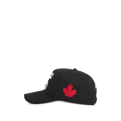 Dsquared2 Black Cotton Baseball Cap In Black
