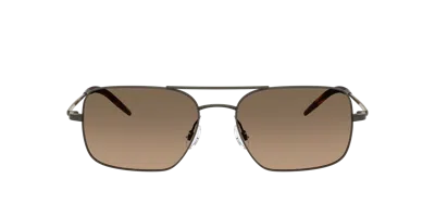 Oliver Peoples 55mm Victory Ii Polarized Rectangular Sunglasses In Brown