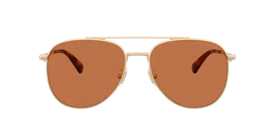 Coach C Hardware Metal Pilot Sunglasses In Brown