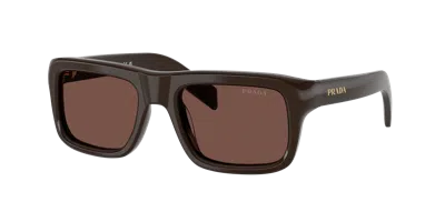Prada Cigar Acetate Rectangular Sunglasses In Burgundy