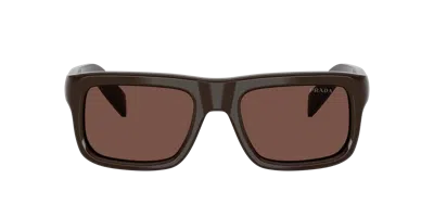Prada Cigar Acetate Rectangular Sunglasses In Burgundy