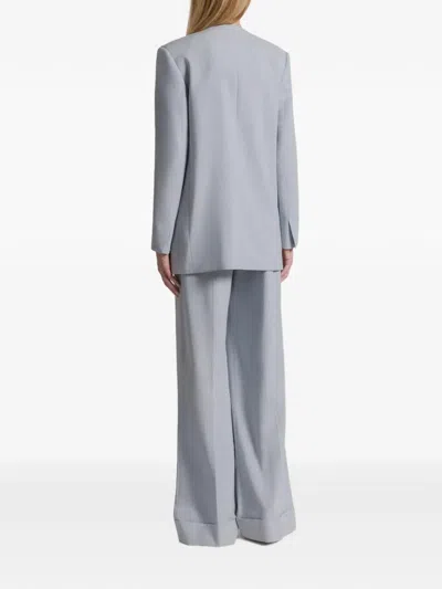 Alberta Ferretti Jacket Long Sleeves Padded Shoulders Buttons Lapels In Blue