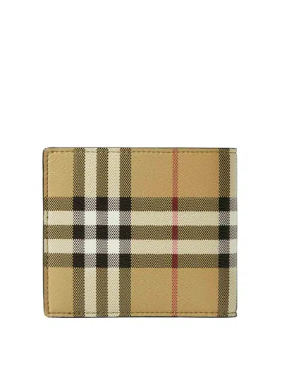 Burberry Check Printed Bi-fold Wallet In Nude